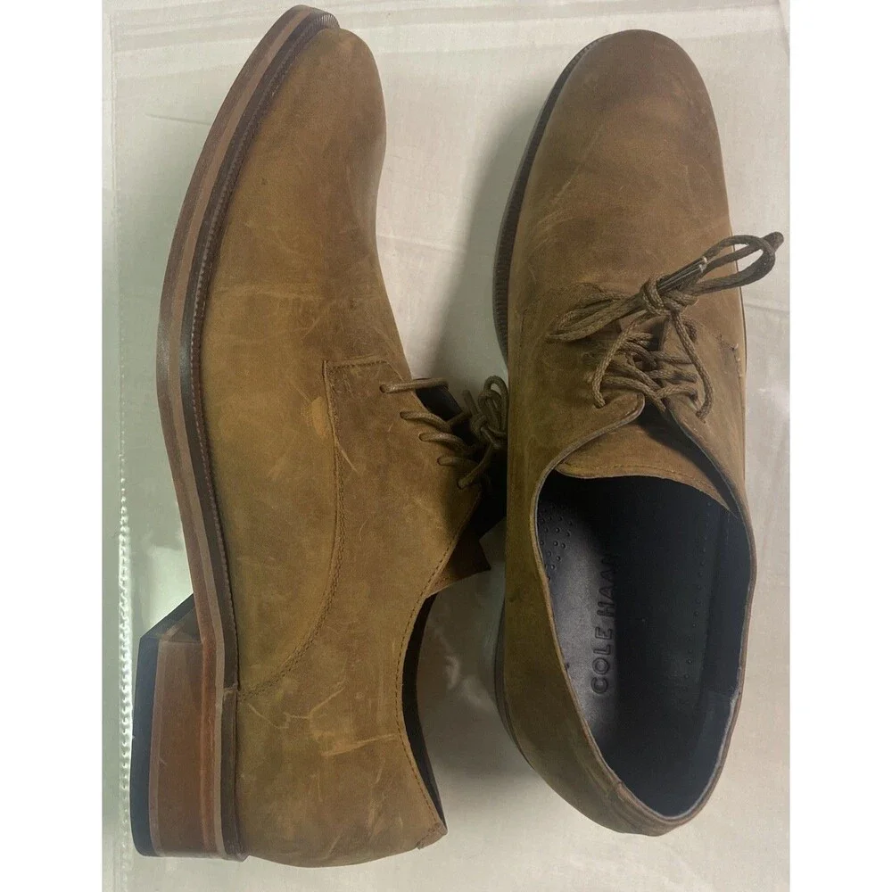 Cole Haan Mens Brown Suede Oxford Lace Up Shoes Business Casual Size 9M